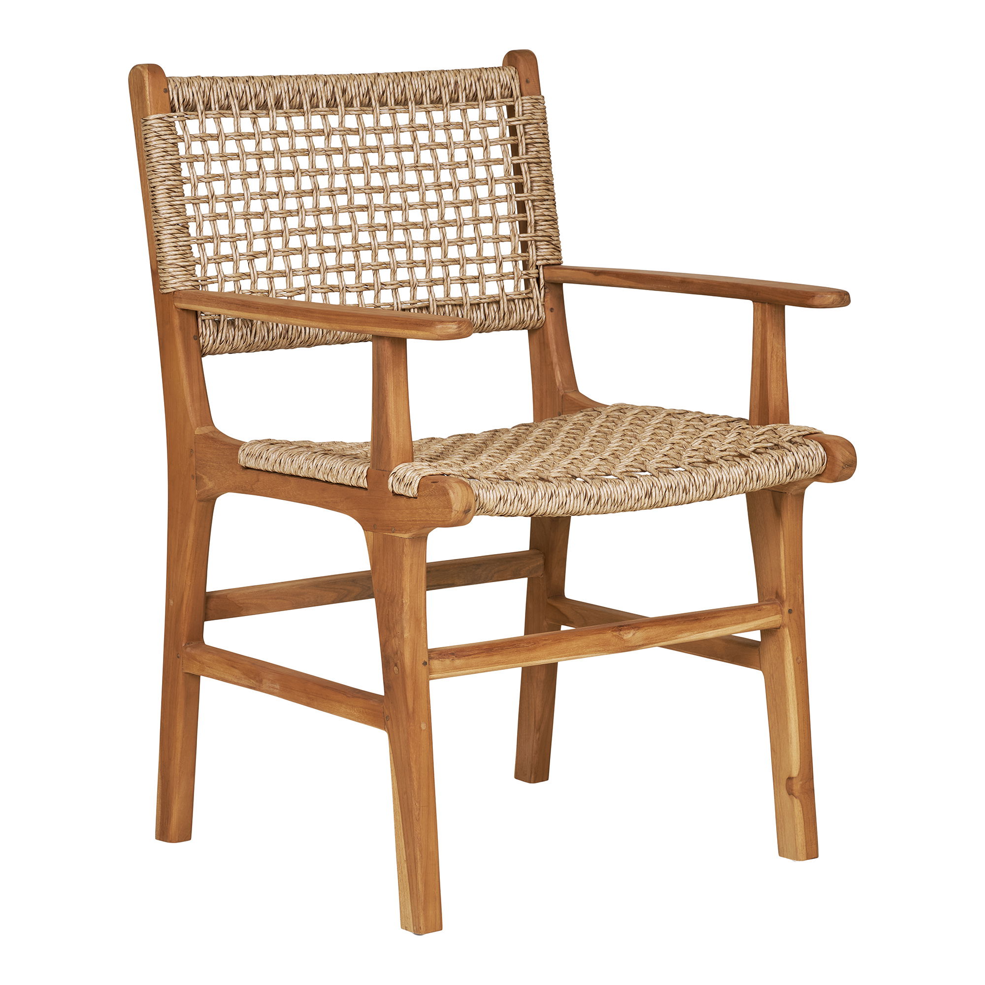 House Nordic Derby Spisebordsstol     Armlæn Natur Polyrattan Og Teak