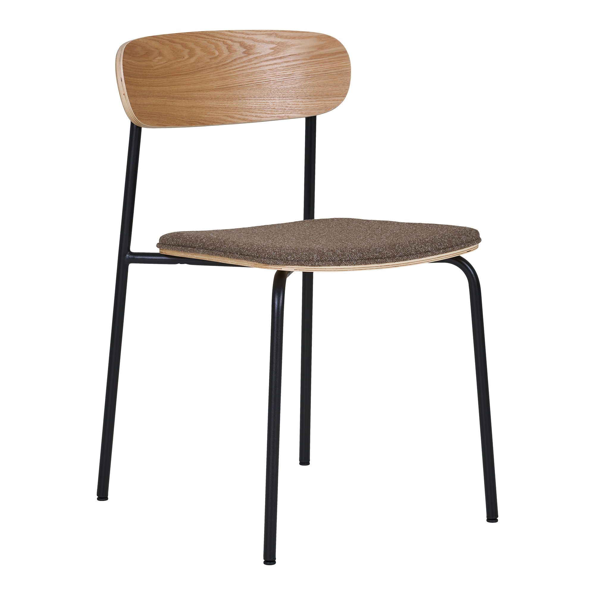 House Nordic Estepona Spisebordsstol  Stabelbar Brun Polyester  Natur Asketræ Og Sort Stål