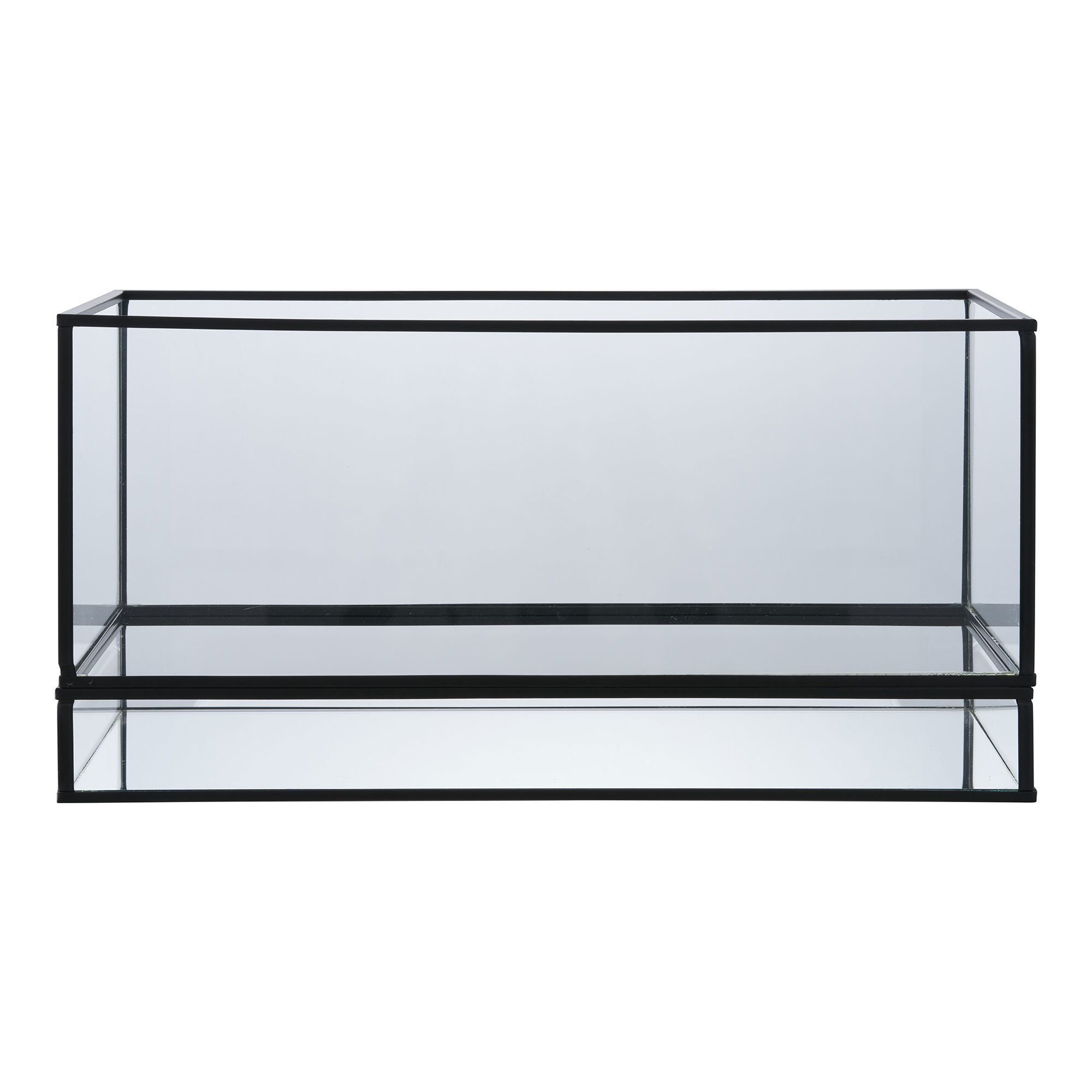 House Nordic Hurricane Lysestage Glas Og Sort Metal  30x12x15