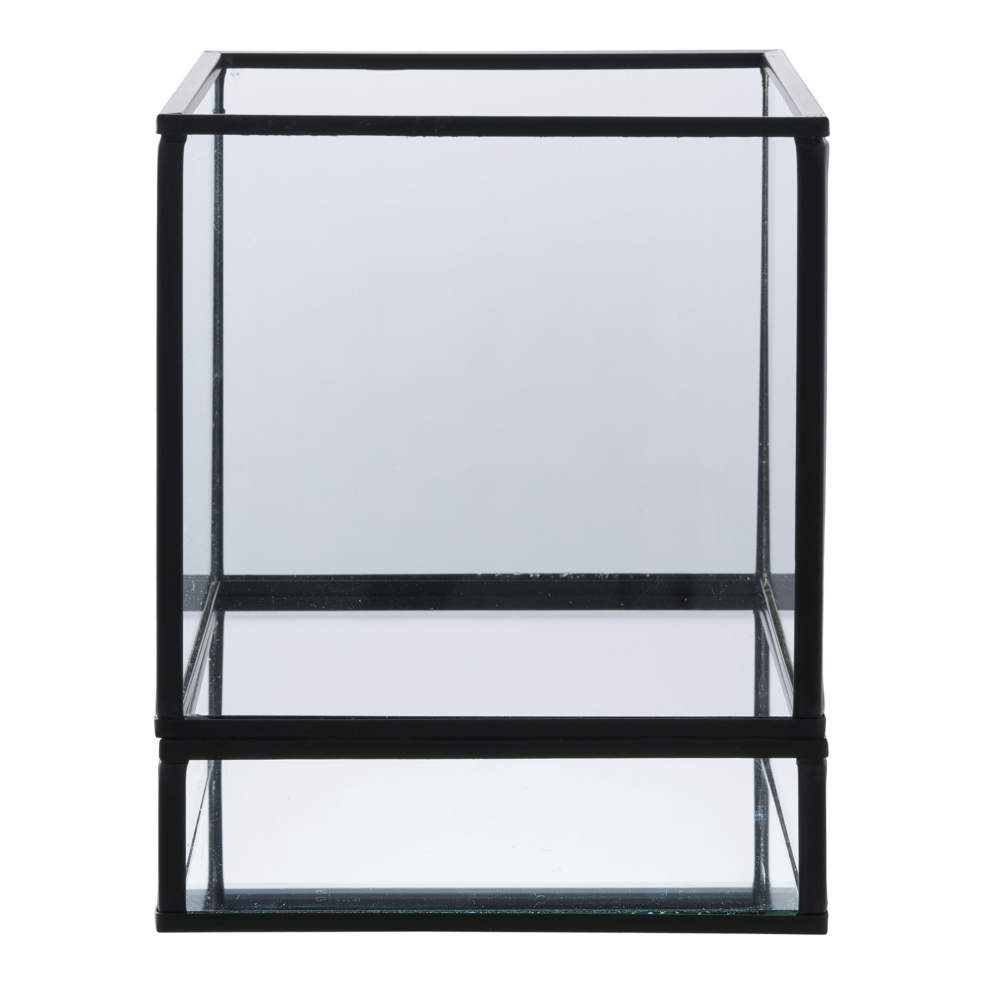 House Nordic Hurricane Lysestage Glas Og Sort Metal  12x15