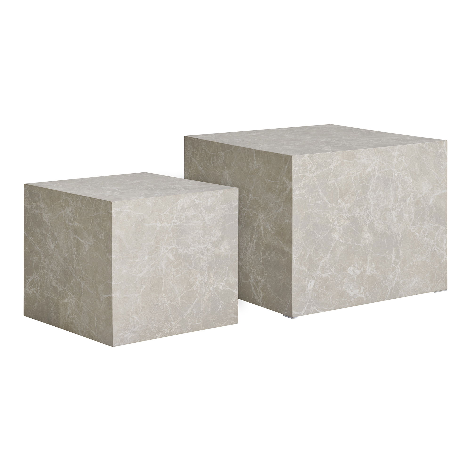 House Nordic Prague Sofabord  Kvadratisk Beige Decorpapir Med Marmor Look  Sæt Af