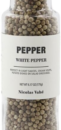 Hvid Peberkværn   Nicolas Vahé Pepper Keramisk Pebermølle   Glas ø5ã H23 Cm