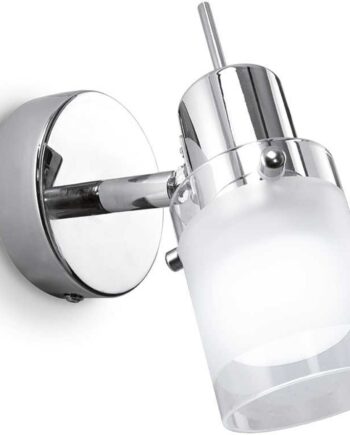 Ideal Lux Elis Væglampe Krom Med Justerbar Reflektor  Sandblæst Pyrex Glas Og E14-fatning