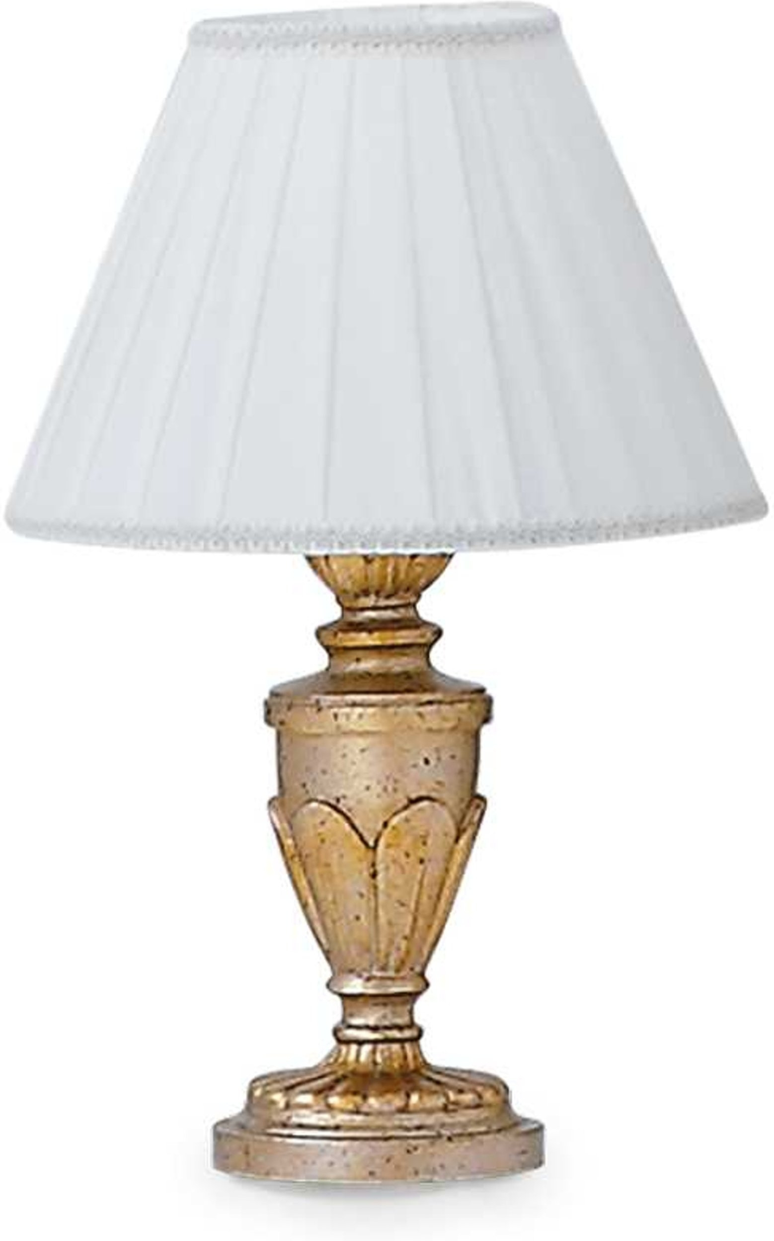 Ideal Lux Firenze Bordlampe Bladguld Metal Med Stofskærm ø24   H35 Cm