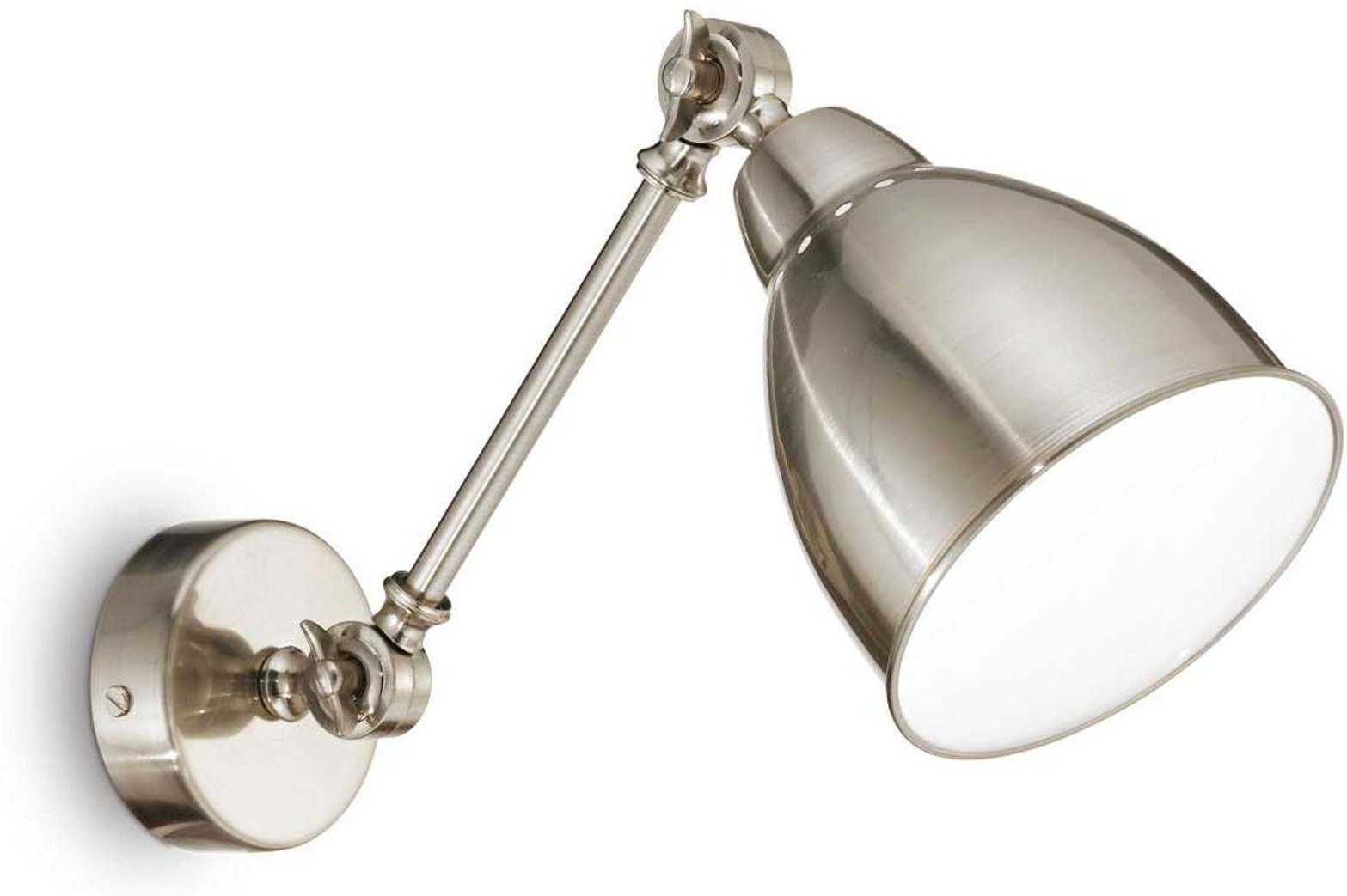 Ideal Lux Newton Væglampe   Justerbar Metalarm   Nikkelfinish H23   B14   L44 Cm
