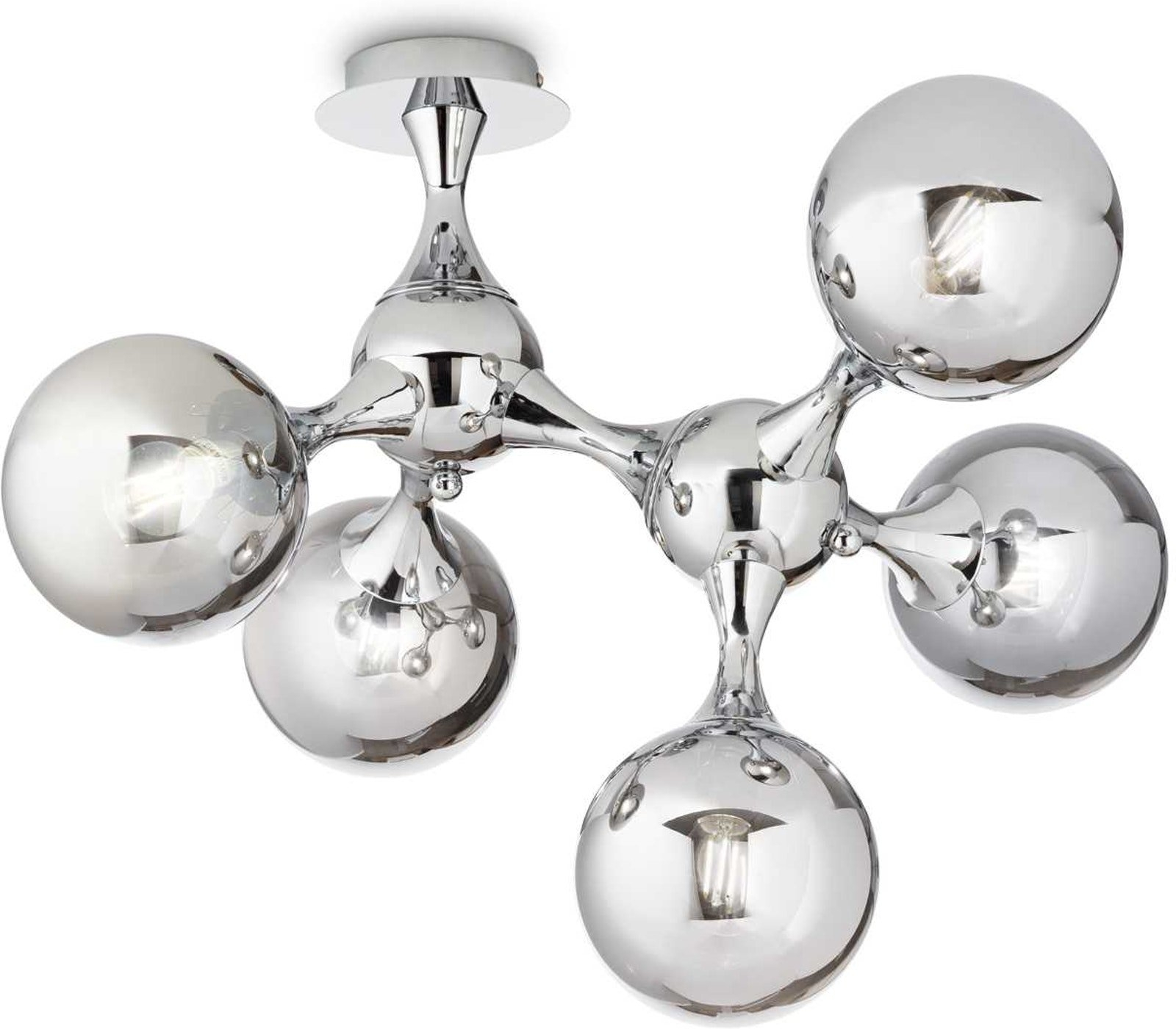 Ideal Lux Nodi  -armet Loftlampe   Krom Med Glasbolde H55xb50xl55 Cm