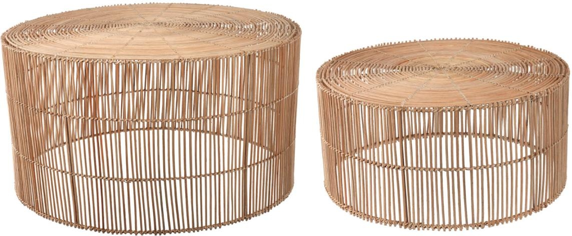 Kaffebordssæt   Stk Kave Home Elmina Håndvævet Rattan Natur ø66ã H41 Cm Rustik Kolonial