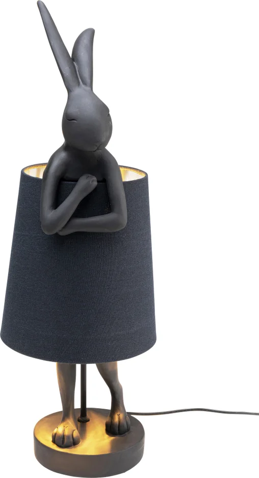 Kare Design Animal Rabbit Bordlampe Sort Hør Og Polyresin Stål