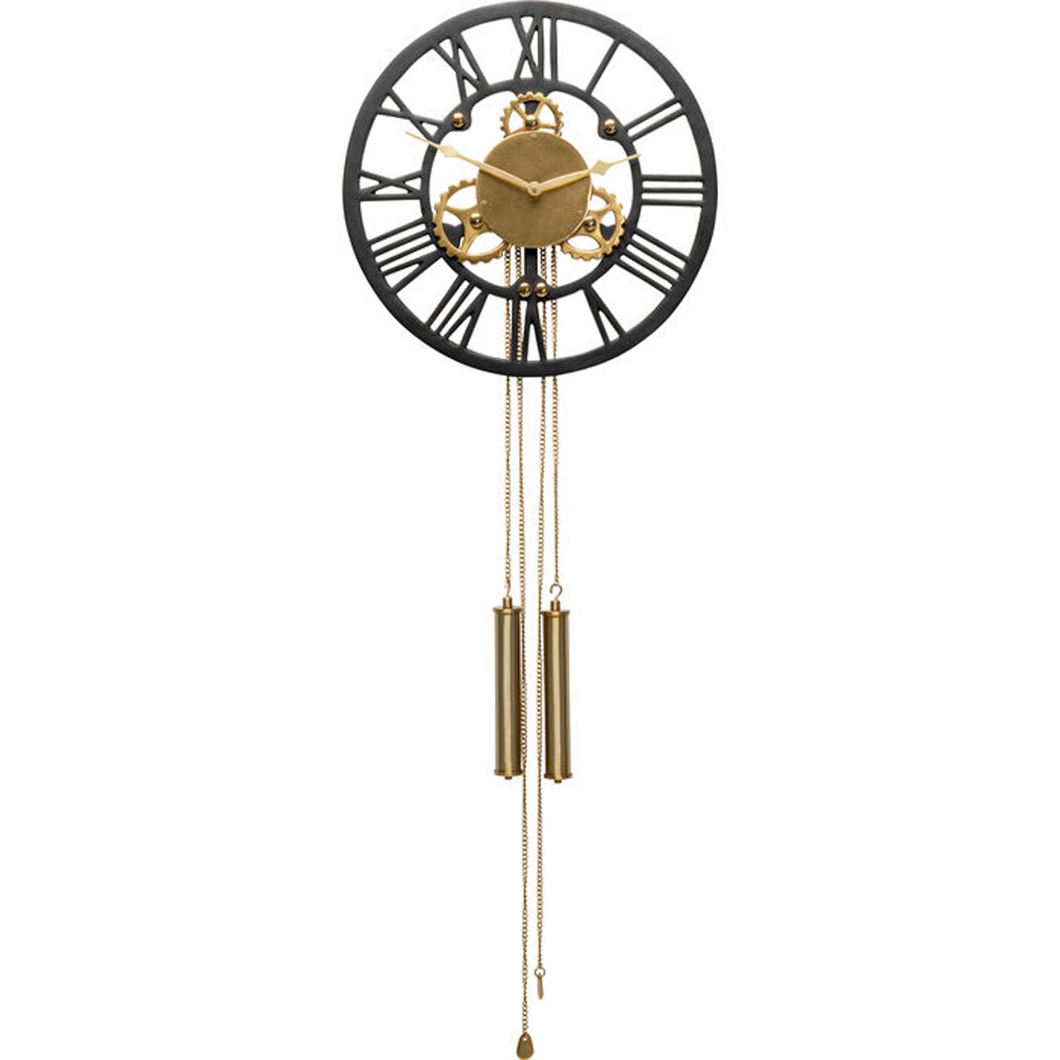 Kare Design Clockwork Vægur Messing Og Sort Aluminium  126x46