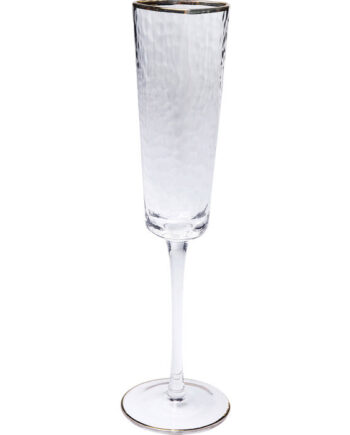 Kare Design Hommage Champagneglas     Struktur Og Guldkant  Håndlavet Klar Glas   :26