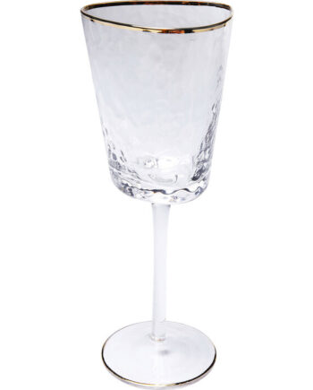 Kare Design Hommage Hvidvinsglas     Struktur Og Guldkant  Håndlavet Klar Glas   :22