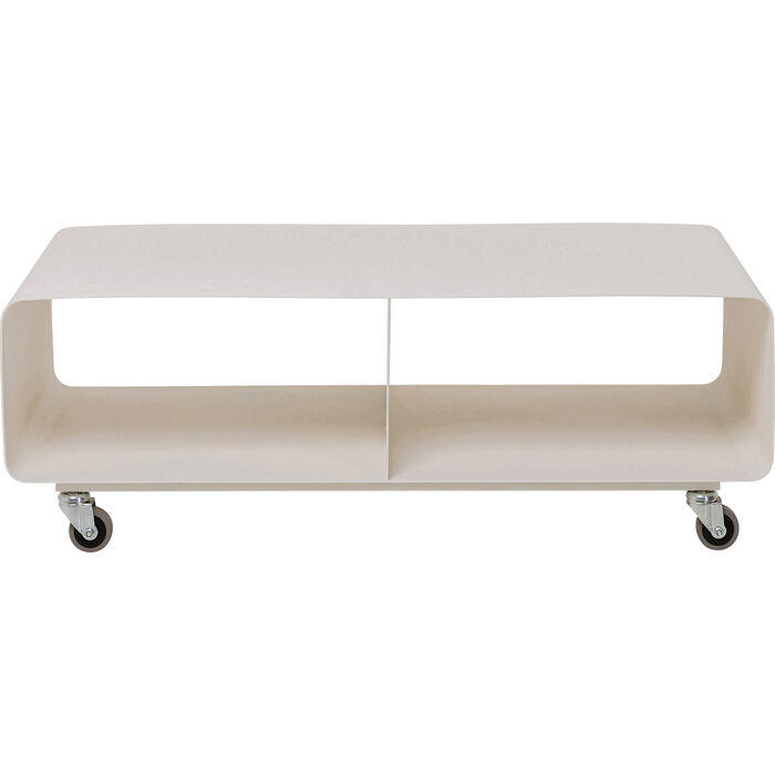Kare Design Lounge   Tv-bord       Rum Og Hjul Creme Stål  90x42