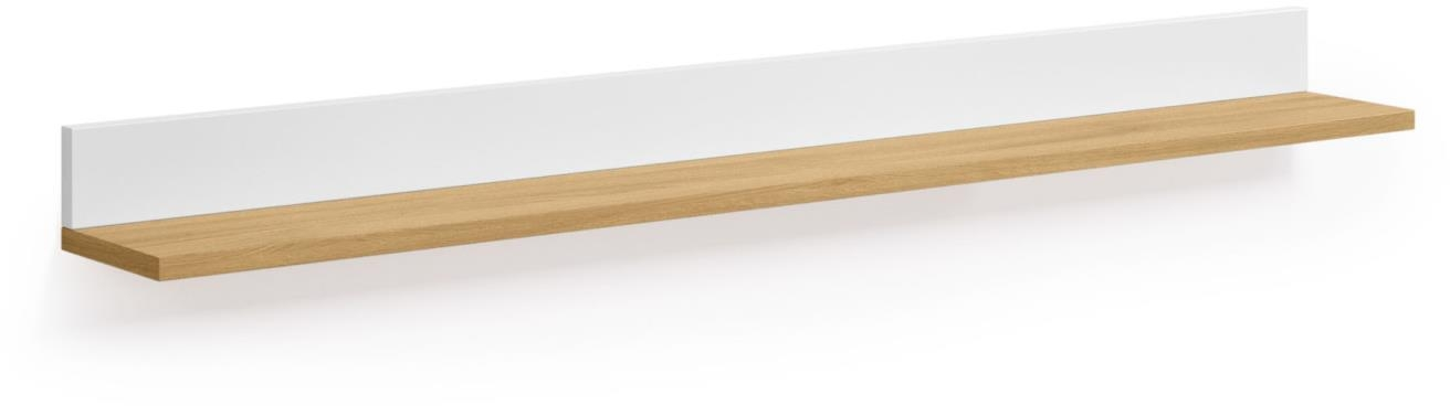 Kave Home Abilen Væghylde 120 Cm   Hvid Natur  Moderne Nordisk Hylde   Egetræ   Mdf