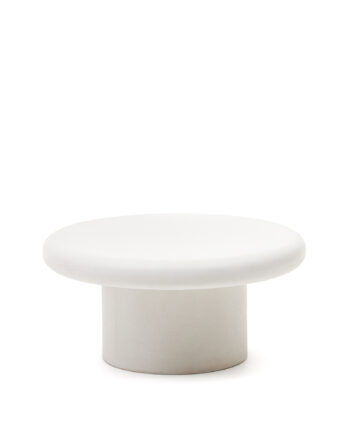 Kave Home Addaia Udendørs Sofabord  Rund Hvid Cement  ø90