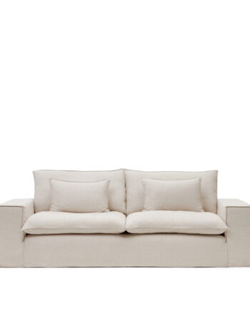Kave Home Anarela   Pers  Sofa     Aftageligt Betræk Beige Hørhynder  280cm