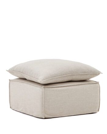 Kave Home Anarela Puf Med Hørbetræk  Kvadratisk Beige Hør  80x80