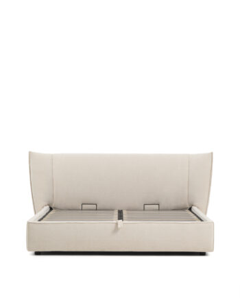 Kave Home Arvian Sengeramme     Opbevaringsbund Og Aftageligt Betræk Beige Chenille  180x200