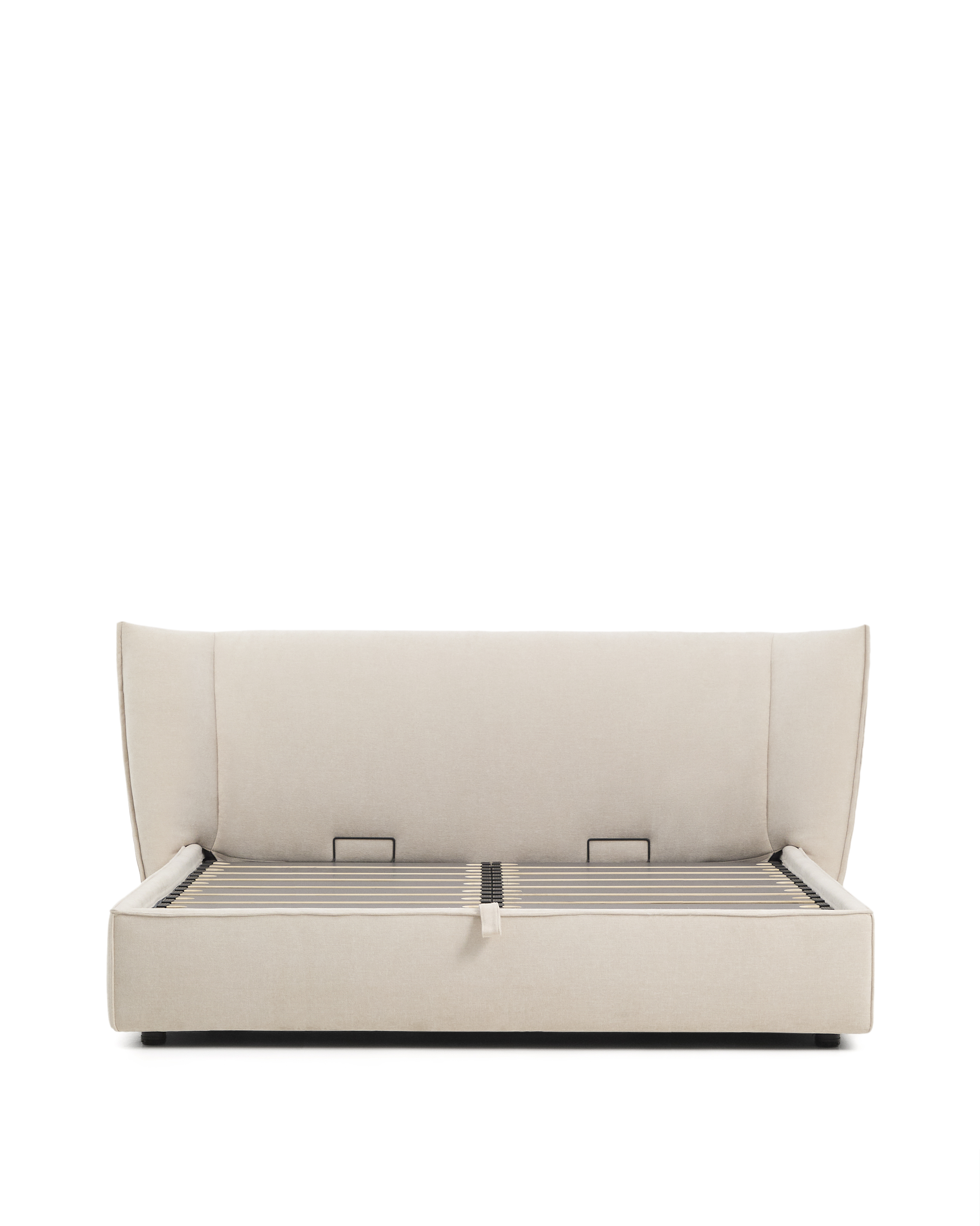 Kave Home Arvian Sengeramme     Opbevaringsbund Og Aftageligt Betræk Beige Chenille  180x200