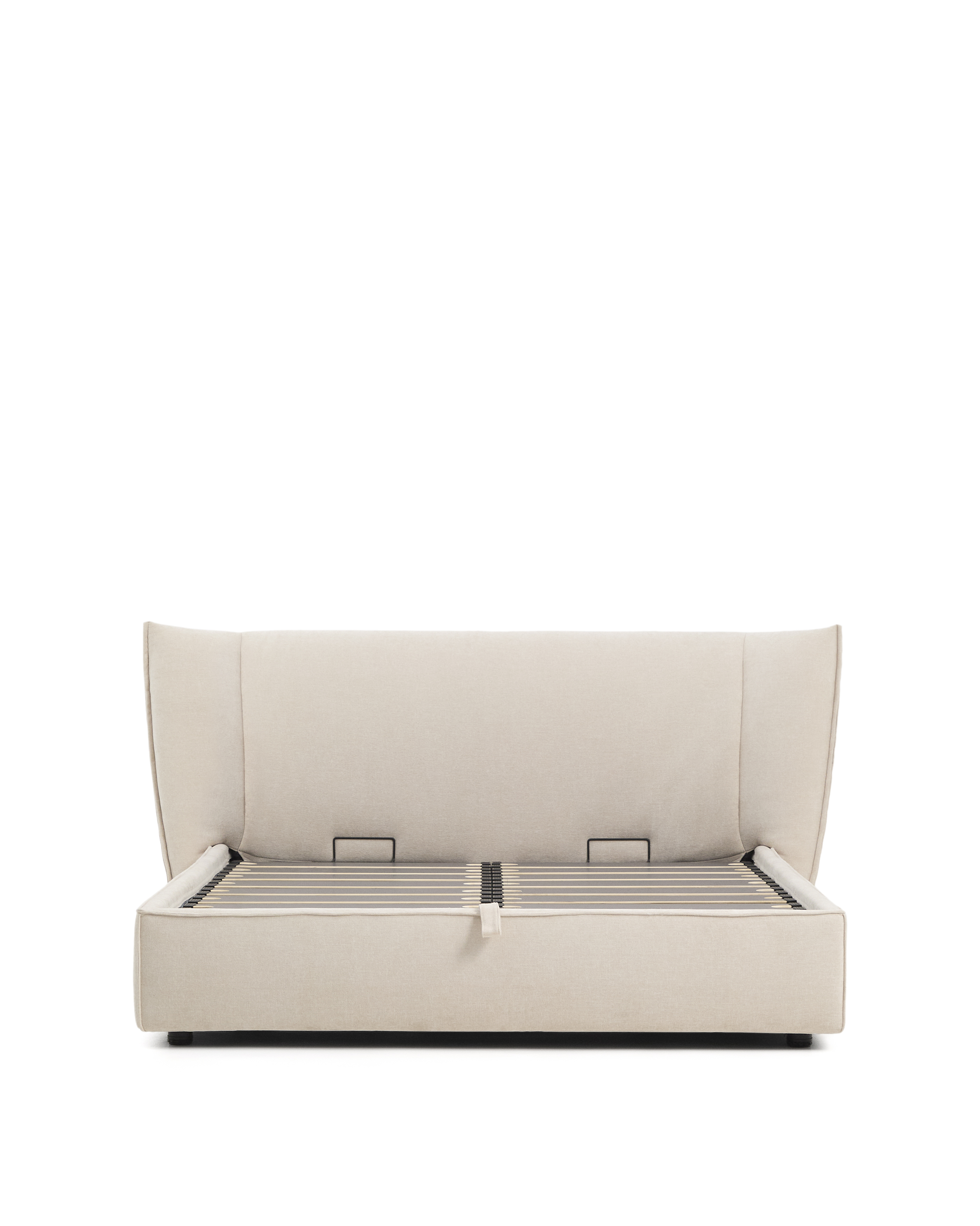 Kave Home Arvian Sengeramme     Opbevaringsbund Og Aftageligt Betræk Beige Chenille  160x200