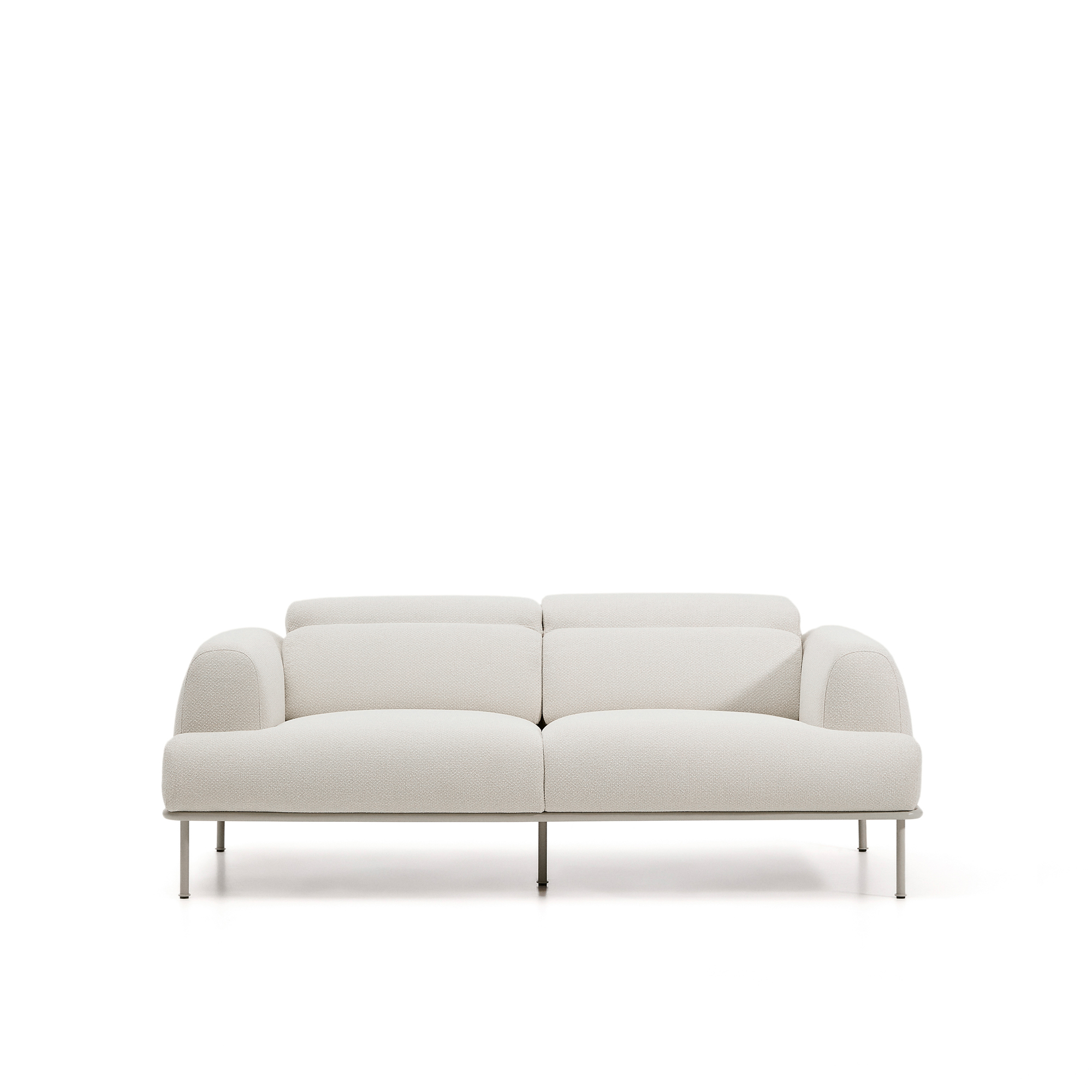 Kave Home Aurum  -pers Sofa     Bevægelig Nakkestøtte Ecru Chenille Og Mat Beige Metal