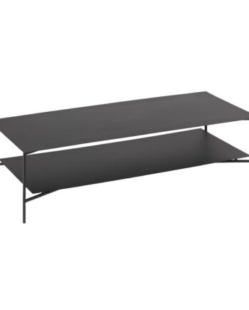 Kave Home Azisi Sofabord     Hylde Sort Glas Og Sort Stål  140x60