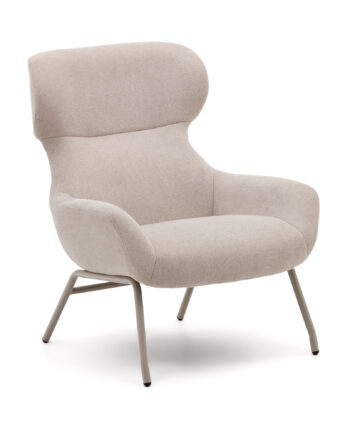 Kave Home Belina Lænestol     Armlæn Beige Chenille Og Stål