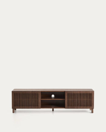 Kave Home Beyla Tv-bord       Låger Og   Hylder Askefiner Med Valnød Finish  180x49