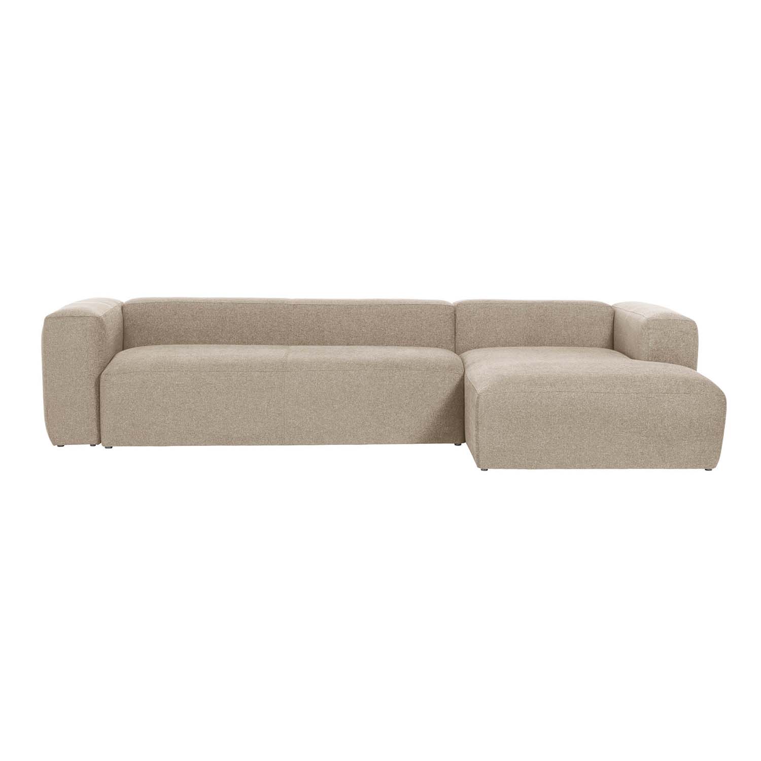 Kave Home Blok Sofa     Højre Chaiselong Beige Polyester Og Stål