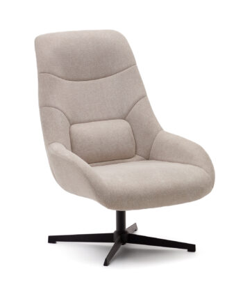 Kave Home Celida Drejestol     Armlæn Beige Chenille Og Sort Stål