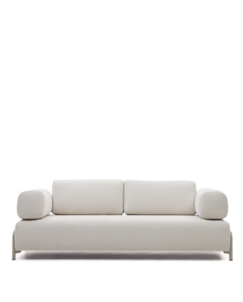Kave Home Compo   Pers  Sofa Beige Chenille Med Grå Metalstruktur  232