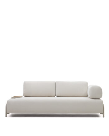 Kave Home Compo   Pers  Sofa     Lille Bakke Beige Chenille Med Grå Metalstruktur  232cm