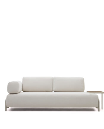 Kave Home Compo   Pers  Sofa     Stor Bakke Beige Chenille Med Grå Metalstruktur  232cm