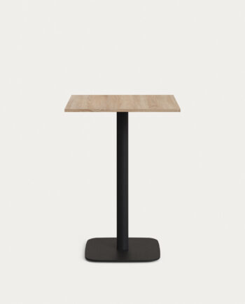 Kave Home Dina Barbord  Kvadratisk Naturfinish Melamin Og Sort Metal  60x60