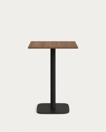 Kave Home Dina Barbord  Kvadratisk Valnøddefinish Melamin Og Sort Metal  60x60