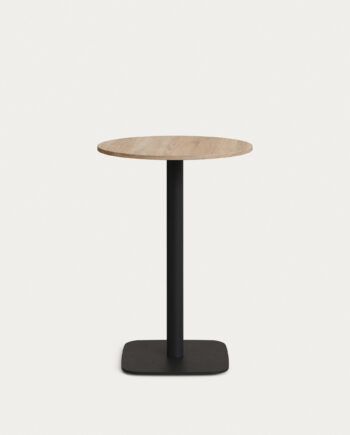 Kave Home Dina Barbord  Rund Naturfinish Melamin Og Sort Metal  ø60