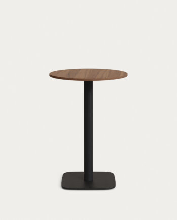 Kave Home Dina Barbord  Rund Valnøddefinish Melamin Og Sort Metal  ø60