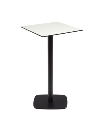 Kave Home Dina Højt Udendørs Barbord  Kvadratisk Hvid Hpl Og Sort Metal  60x60x96