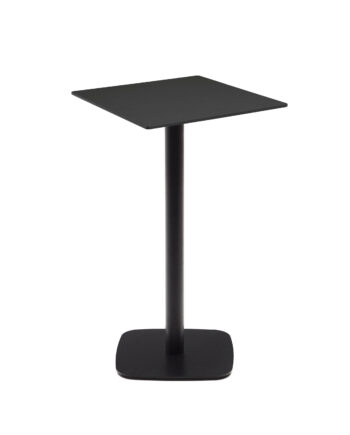 Kave Home Dina Højt Udendørs Barbord  Kvadratisk Sort Hpl Og Sort Metal  60x60x96