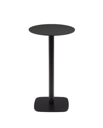 Kave Home Dina Højt Udendørs Barbord  Rund Sort Hpl Og Sort Metal  ø60x96