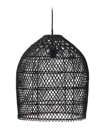 Kave Home Domitila Loftlampeskærm Sort Rattan  ø44