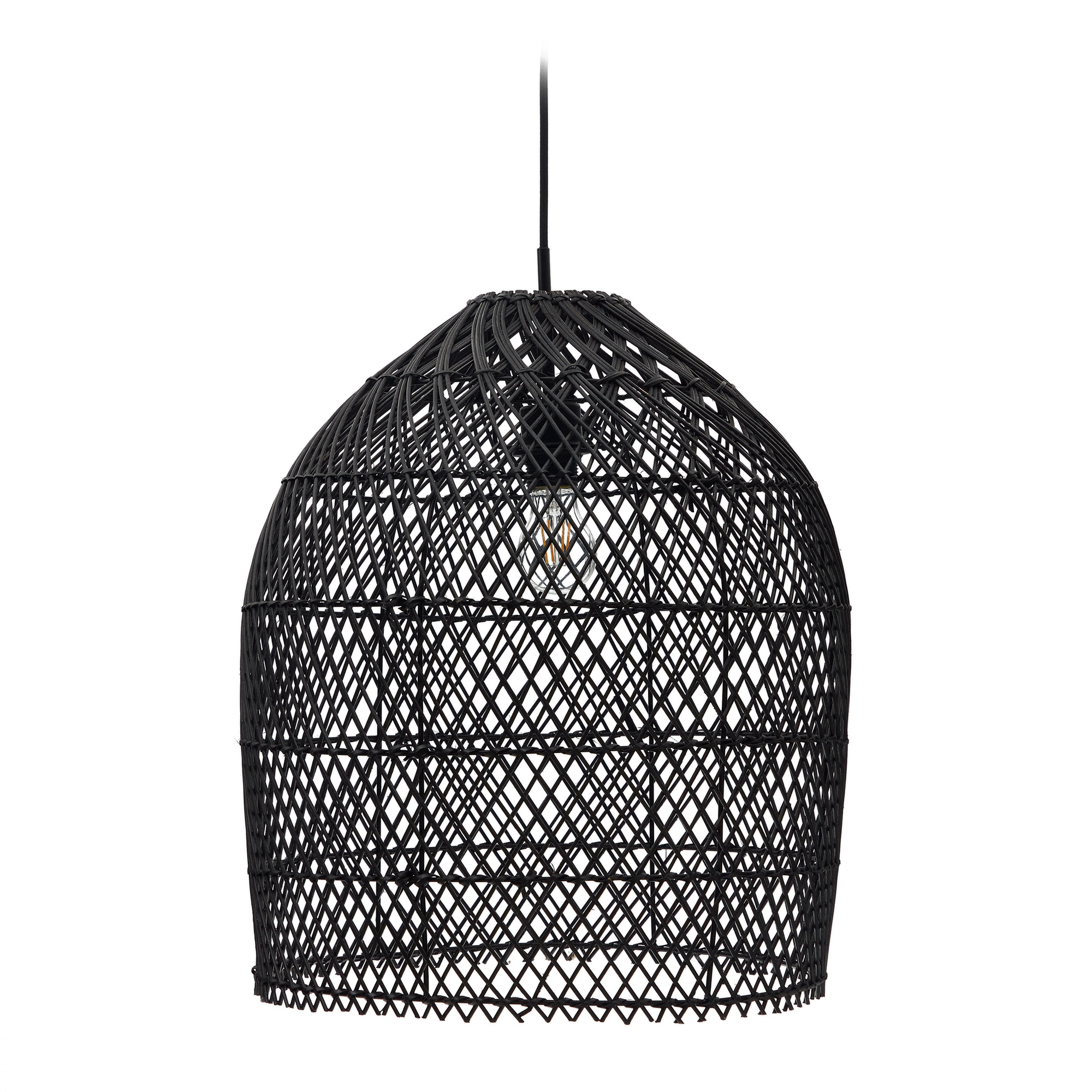 Kave Home Domitila Loftlampeskærm Sort Rattan  ø44
