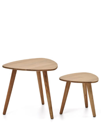Kave Home Duvani Sidebord Akacietræ Med Bleget Finish  Sæt Med