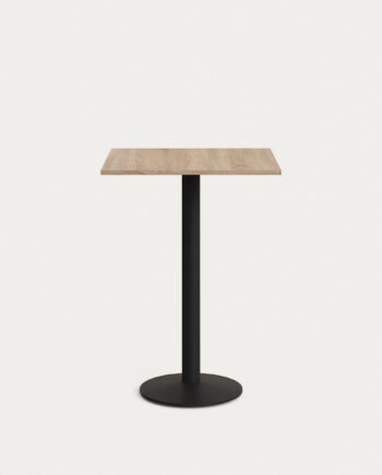 Kave Home Esilda Barbord  Kvadratisk Naturfinish Melamin Og Sort Metal  60x60