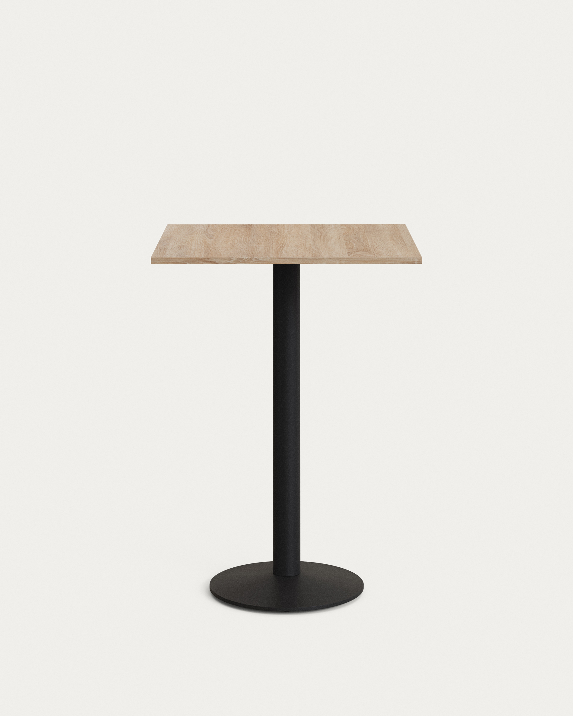 Kave Home Esilda Barbord Kvadratisk Naturfinish Melamin Og Sort Metal 60x60