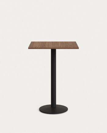 Kave Home Esilda Barbord  Kvadratisk Valnøddefinish Melamin Og Sort Metal  60x60
