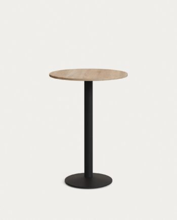 Kave Home Esilda Barbord  Rund Naturfinish Melamin Og Sort Metal  ø60