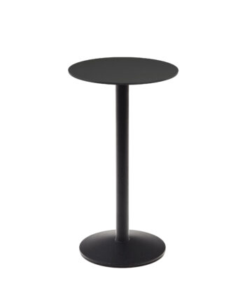 Kave Home Esilda Højt Udendørs Barbord  Rund Sort Hpl Og Sort Metal  ø60x96