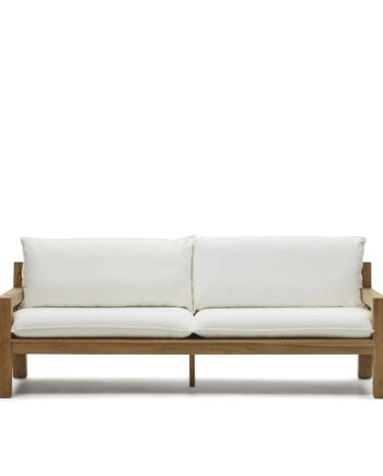 Kave Home Forcanera   Pers  Sofa     Hvid Hynde Brun Teaktræ