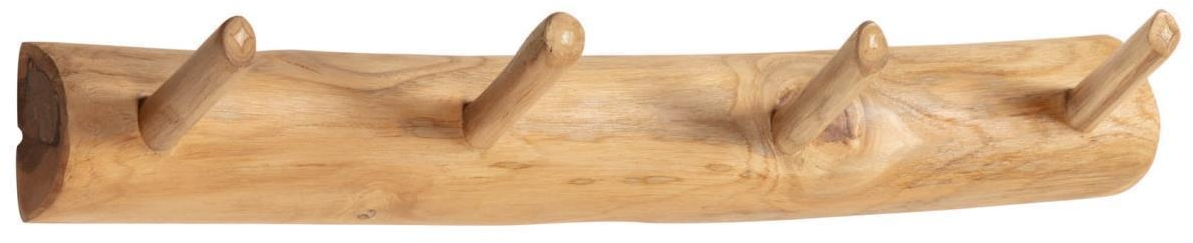 Kave Home Gaillech Væghængt Knagerække   Massivt Teaktræ  63x11 Cm  Rustik Natur