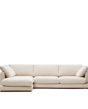 Kave Home Gala   Pers  Sofa     Venstre Chaiselong Beige Stof  300cm
